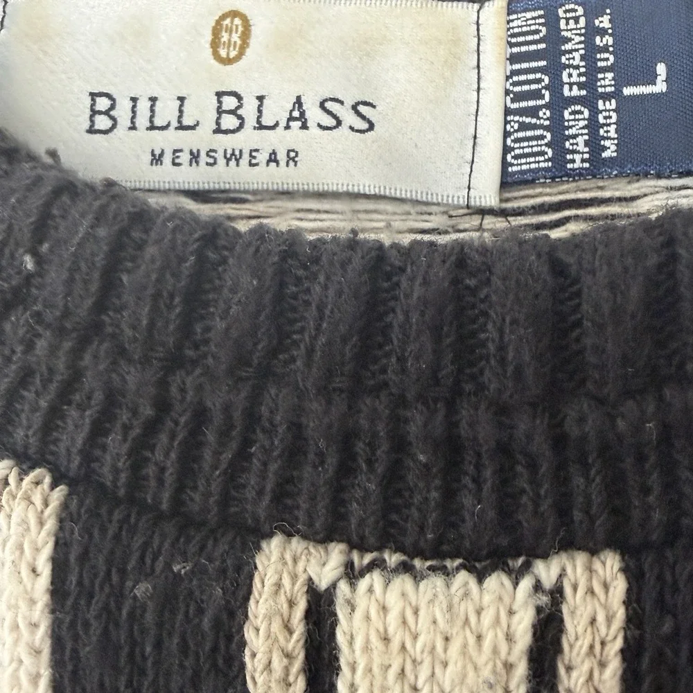 Vtg Bill Blass Sweater Mens Large Knit Crewneck Grandpa Cotton 90s Grunge Cosby